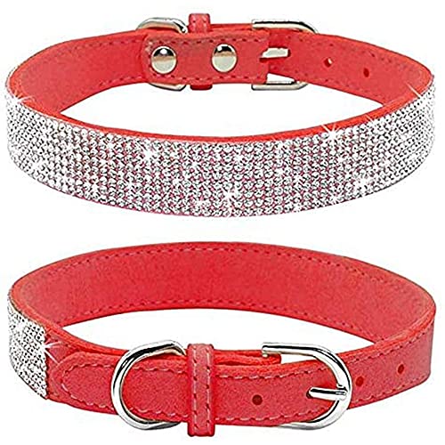 Dogs Kingdom Weiches Samt-Halsband für Hunde und Katzen, mit Strassbesatz, verstellbare Schnalle, Sicherheits-Halskette für kleine, mittelgroße und große Hunde und Katzen, Rot, Größe XXS: Halsumfang Dogs Kingdom Weiches Samt-Halsband für Hunde und Katzen, mit Strassbesatz, verstellbare Schnalle, Sicherheits-Halskette für kleine, mittelgroße und große Hunde und Katzen, Rot, Größe XXS: Halsumfang von Dogs Kingdom