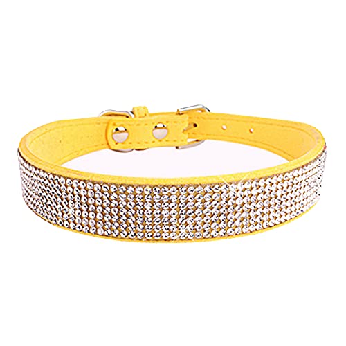 Dogs Kingdom Weiches Samt-Halsband für Hunde und Katzen, mit Strassbesatz, verstellbare Schnalle, Sicherheitshalskette für kleine, mittelgroße und große Hunde und Katzen, Gelb, S: 25,4–32 cm Dogs Kingdom Weiches Samt-Halsband für Hunde und Katzen, mit Strassbesatz, verstellbare Schnalle, Sicherheitshalskette für kleine, mittelgroße und große Hunde und Katzen, Gelb, S: 25,4–32 cm von Dogs Kingdom