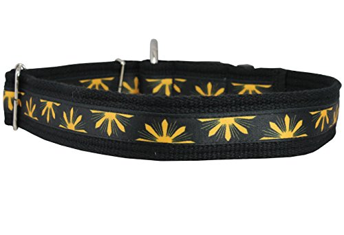 Baumwolle Web Verstellbarer Hundehalsband 2 Größen M – XXL, Gelb Blumen Muster, Medium/Large: 14"-20", Yellow Flowers von Dogs My Love