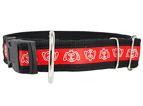 Dogs My Love Baumwolle Web Verstellbarer Hundehalsband 2 Größen M – XXL, Rot Schnauze Muster, Medium/Large: 14"-20", Red Snout von Dogs My Love