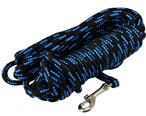 Dogs My Love Geflochtene Nylonleine für Hunde, Schwarz/Blau, 4,5 m, 6 mm Durchmesser, Trainingsleine, klein (9 m – Durchmesser 6 mm) von Dogs My Love