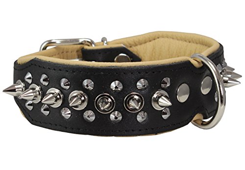 Dogs My Love Hundehalsband, Echtleder, mit Nieten, 4,4 cm breit von Dogs My Love