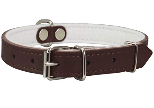 Dogs My Love Hundehalsband, echtes Leder, mit Filz, gepolstert, 30,5 - 36,8 cm Halsumfang, 1,6 cm breit, Braun von Dogs My Love