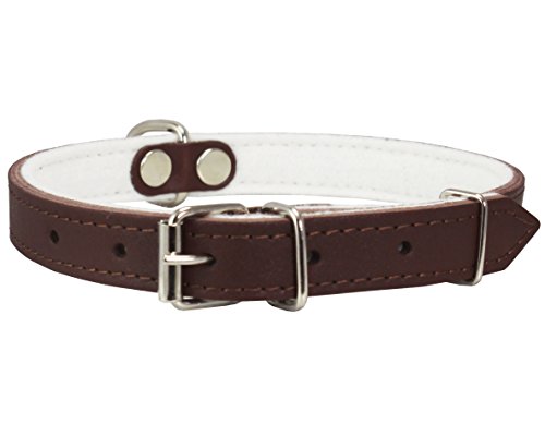 Dogs My Love Hundehalsband, echtes Leder, mit Filz, gepolstert, 35,6 cm - 42,5 cm Halsumfang, 1,9 cm breit, Braun von Dogs My Love