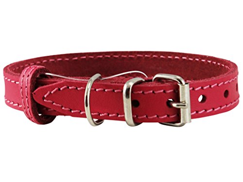 Dogs My Love Hundehalsband aus Echtleder für kleinste Hunde und Welpen in 3 Größen Rosa von Dogs My Love