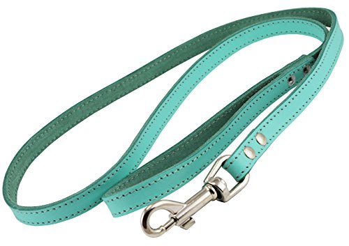 Dogs My Love Hundeleine aus echtem Leder, 122 cm breit, Cyan (Medium: 1,27 cm breit) von Dogs My Love