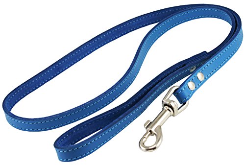 Hunde My Love Hundeleine aus Echtem Leder 4-Feet Breit Blau, Medium: 1/2" Wide, Blau von Dogs My Love