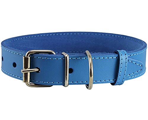 Hundehalsband, Echtleder, Blau, 7 Größen (Halsumfang 45,7 - 52,1 cm, Breite 3,2 cm) von Dogs My Love