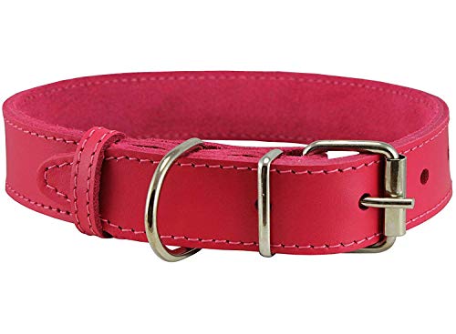 Hundehalsband, echtes Leder, Rosa, 7 Größen (45,7 - 52,1 cm Halsumfang; 3,2 cm breit) von Dogs My Love