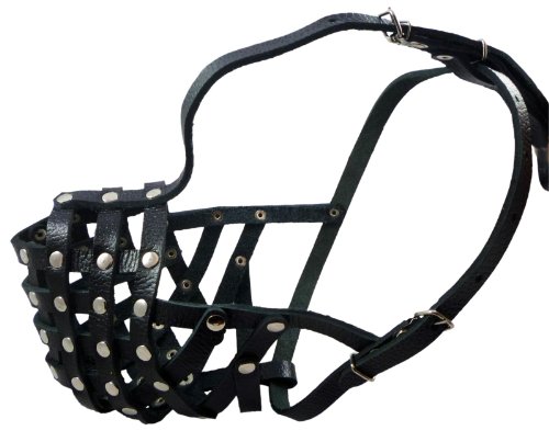 Secure Leder Mesh Korb Maulkorb #15 Schwarz - Rottweiler (Umfang 34,3 cm, Schnauzenlänge 10,2 cm) von Dogs My Love