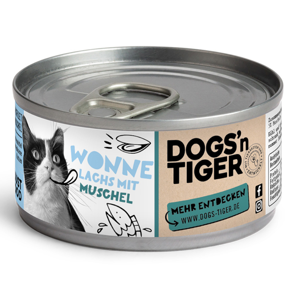 Dogs'n Tiger Cat Filet 12 x 70 g - Lachs mit Muschel von Dogs'n Tiger