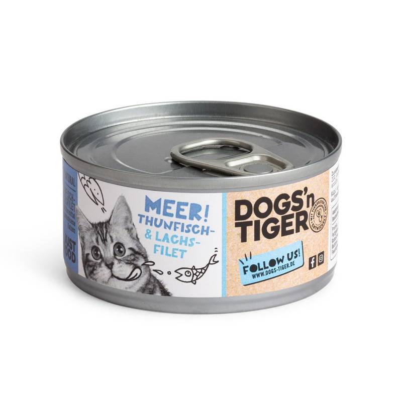 Dogs'n Tiger Meer! Nassfutter Thunfisch- & Lachsfilet 12x70g von Dogs'n Tiger