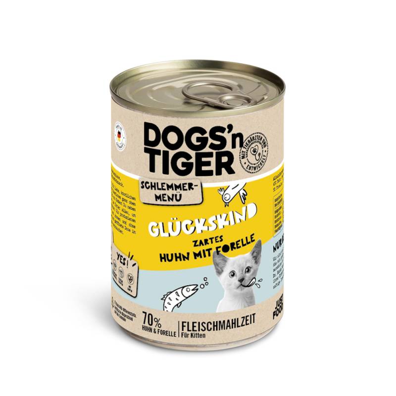 Dogs'n Tiger Schlemmermenü 6 x 400 g - Huhn mit Forelle I Kitten von Dogs'n Tiger