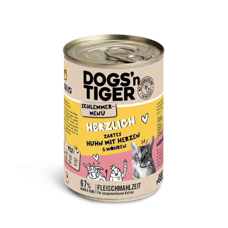 Dogs'n Tiger Schlemmermenü Herzlich Huhn & Möhren 6x400g von Dogs'n Tiger