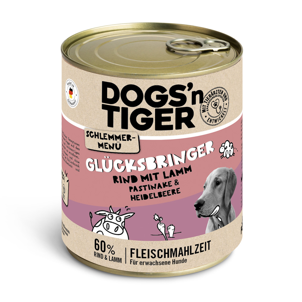 Dogs'n Tiger Schlemmermenü für Hunde 6 x 800 g - Rind mit Lamm, Pastinake & Heidelbeere von Dogs'n Tiger