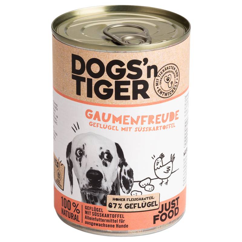 Sparpaket Dogs'n Tiger Adult 12 x 400 g - Geflügel & Süßkartoffel von Dogs'n Tiger