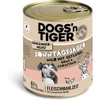 Sparpaket Dogs'n Tiger Schlemmermenü für Hunde 12 x 800 g - Wild mit Geflügel, Birne, Hirse und Esskastanie von Dogs'n Tiger