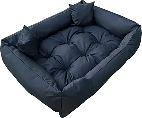 Dogs4Life Hundebett XXL | Hundebett groß Hunde | Hundebett mittelgroße Hunde | Hundebett kleine Hunde | Hundekissen | Outdoor Hundebett | Wasserdicht | (L (115x95cm), Schwarz) von Dogs4Life