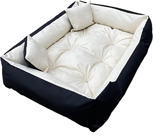 Dogs4Life Hundebett XXL | Hundebett große Hunde | Hundebett mittelgroße Hunde | Hundebett kleine Hunde | Hundekissen | Outdoor Hundebett | Wasserabweisend | Beige 100 x 75 x 20 cm von Dogs4Life