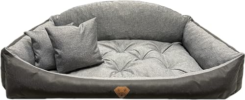 Dogs4Life Waschbar Orthopädisches Hundebett Hundekissen Hundesofa Hundekorb für Kleine Mittelgroße Grosse Hunde (XL, Ekoleinen) von Dogs4Life