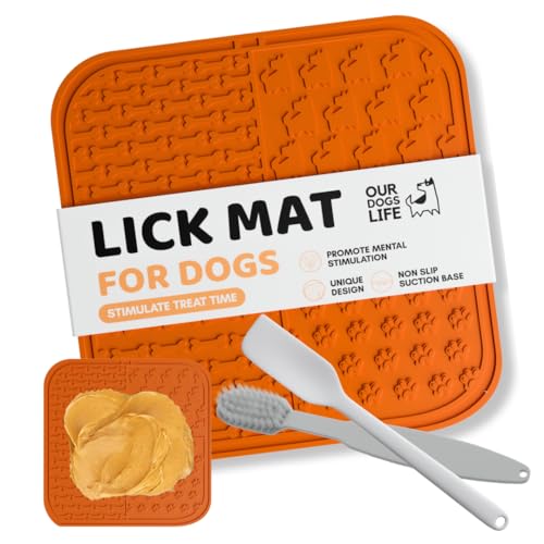 Leckmatte für Hunde mit Saugnapf, Spreizer und Bürste, effektive Langeweile und Angstlinderung für Hunde, rutschfest, stimulierendes Design und leicht zu reinigende Leckmatten für Hunde von DogsLife