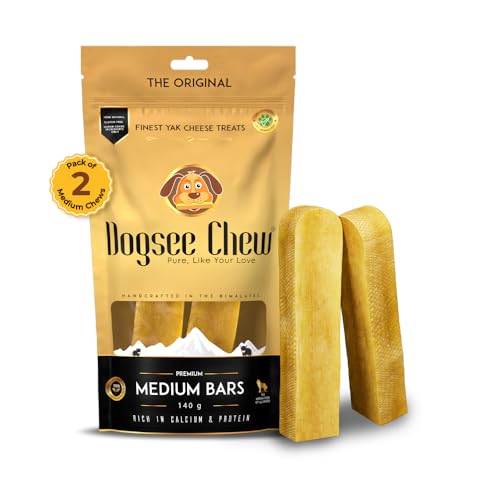 Dogsee Chew Natural Cheese Bars for Dogs - 140g (2 Medium Chews) | Himalayan Yak Cheese Dog Sticks, Protein & Calcium Rich | Long Chewing Fun & Odor Free Dental Care | Healthy & Delicious Treats von Dogsee