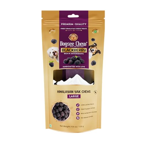 Dogsee Himalayan Yak Cheese Chews with BlackBerry 130g (Large - 1 Chew) | Rich in Antioxidants | Fight Plaque & Tartar | Long Lasting Dental Dog Chews von Dogsee