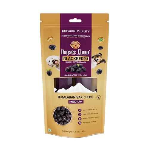 Dogsee Himalayan Yak Cheese Chews with BlackBerry 140g (Medium - 2 Chews) | Rich in Antioxidants | Fight Plaque & Tartar | Long Lasting Dental Dog Chews von Dogsee