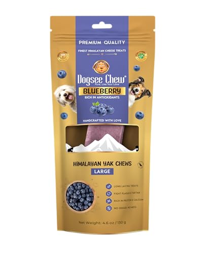 Dogsee Himalayan Yak Cheese Chews with Blueberry 130g (Large - 1 Chew) | Rich in Antioxidants | Fight Plaque & Tartar | Long Lasting Dental Dog Chews von Dogsee