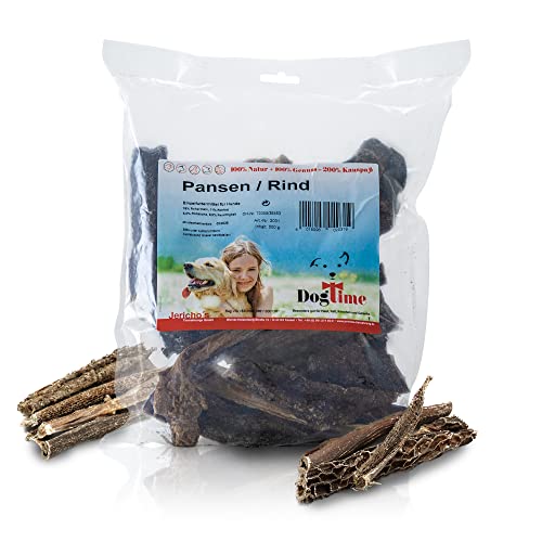 Dog Time Tiernahrung Pansen 500g getrocknet I Gesunder Kausnack aus 100% Rind für Hunde I Hundeleckerli ohne Zucker & Zusatzstoffe von Dogtime