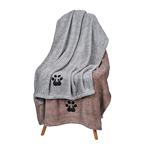 Dogvingpk Hundehandtücher zum Trocknen von Hunden, super saugfähig, weiche Mikrofaser, Haustier-Badetuch für Hunde, Katzen und andere Haustiere, Größe M, 91,4 x 71,1 cm, Grau und Braun, 2 Stück von Dogvingpk