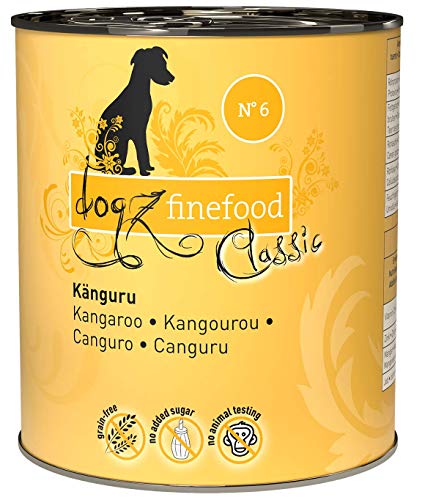 dogz finefood Hundefutter nass - N° 6 Känguru - Feinkost Nassfutter für Hunde & Welpen - getreidefrei & zuckerfrei - hoher Fleischanteil, 6 x 800 g Dose von Dogz finefood