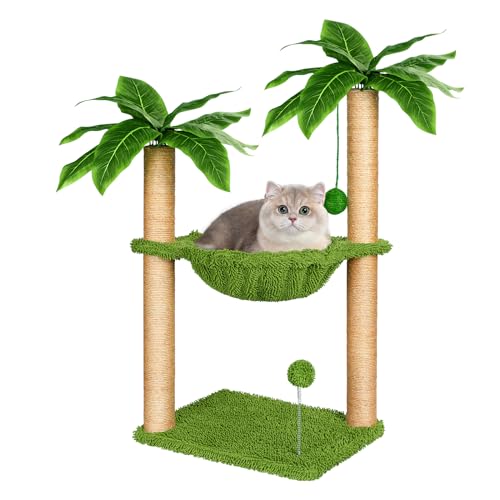 Dohump Kratzbaum mit Hängematte und Premium-Sisal-Kratzbaum, Aktivitäts-Ball und Federball für Kätzchen/Katzen im Innenbereich von Dohump