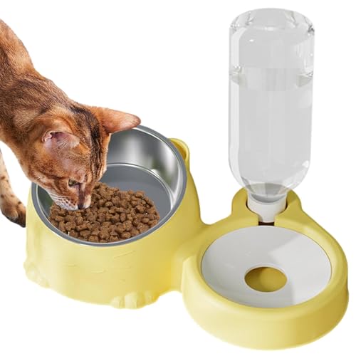 Doiyislem Futter- und Wassernäpfe für Katzen,Wasser- und Futternapf für Katzen - Abnehmbarer Futternapf für Katzenfutter - Katzen-Futternapf aus Edelstahl und automatischer Wasserspender mit großer von Doiyislem