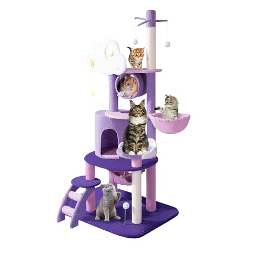 Katzenbaum Turm Katzenspielzeug für Indoor-Katzen, 67 Zoll Katzenbaum mit Kratzbaum & Hängematte Katzenspielzeug für gelangweilte Indoor Erwachsene Katzen Mehrstufiges Aktivitätszentrum mit niedlichem von Dojavop