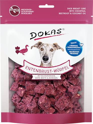DOKAS Entenbrust-Würfel – Premium Superfood-Snack für Hunde aus Entenbrust – Mit Kichererbsen, Rote Beete & Kokosöl – 1 x 150 g DOKAS Entenbrust-Würfel – Premium Superfood-Snack für Hunde aus Entenbrust – Mit Kichererbsen, Rote Beete & Kokosöl – 1 x 150 g von Dokas