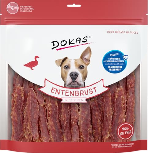 DOKAS Entenbrust in Scheiben – Getreidefreier Premium Snack für Hunde – aus Entenbrustfilet – 1 x 900 g von Dokas