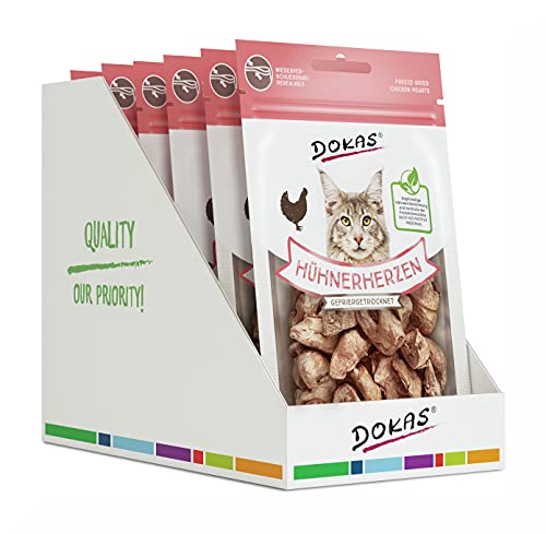 DOKAS Gefriergetrocknete Innereien - Getreidefreies Premium Leckerli für Katzen – Ideal als Belohnung, 6 x 15 g von Dokas