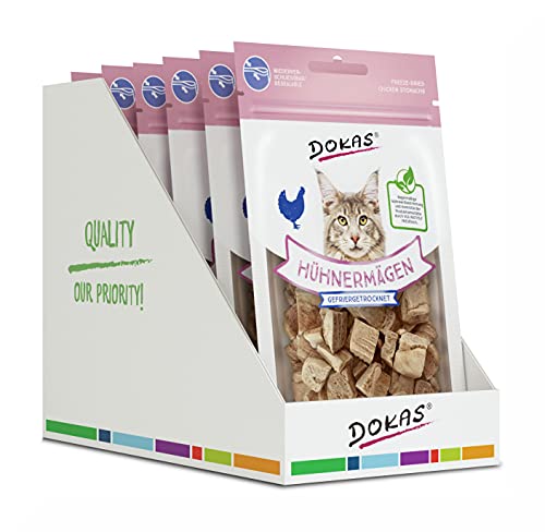 DOKAS Gefriergetrocknete Innereien - Getreidefreies Premium Leckerli für Katzen – Ideal als Belohnung - (6x12g) von Dokas