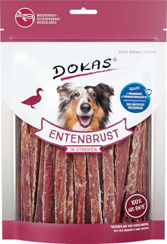 DOKAS Getreidefreier Premium Snack in Streifen für Hunde – Aus Entenbrustfilet, 250 g (8er Pack) von Dokas