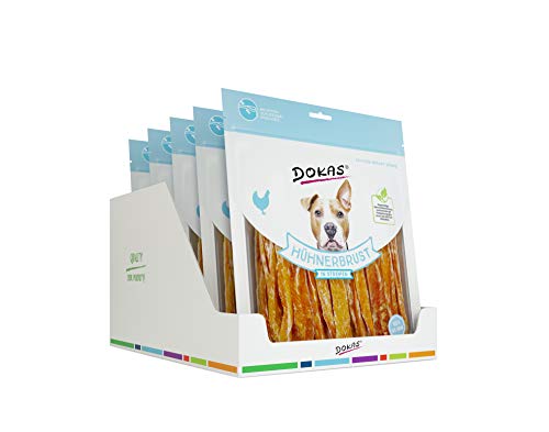 DOKAS Getreidefreier Premium Snack in Streifen für Hunde – Ideal für zwischendurch 5 x 500g von Dokas