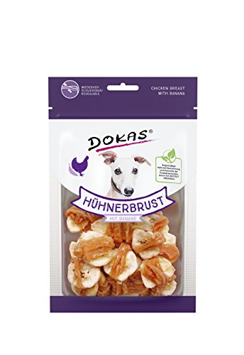 DOKAS Getreidefreier Premium Snack mit Hühnerbrust für Hunde, Banane, 1 x 70g von Dokas