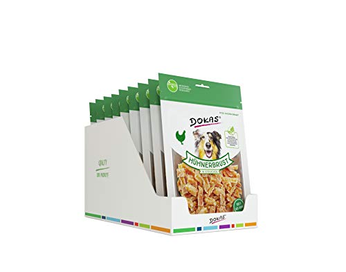 DOKAS Hühnerbrust in Stückchen – Glutenfreier Premium Snack in praktischer Größe für Hunde – Ideal zum Training – 9 x 200 g von Dokas