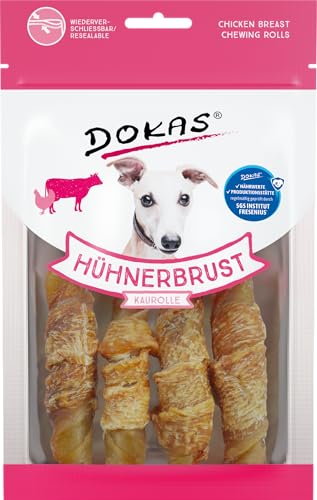 DOKAS Hühnerbrust Kaurolle – Getreidefreier Premium Kausnack für Hunde – Ideal für zwischendurch – 10 x 90 g DOKAS Hühnerbrust Kaurolle – Getreidefreier Premium Kausnack für Hunde – Ideal für zwischendurch – 10 x 90 g von Dokas