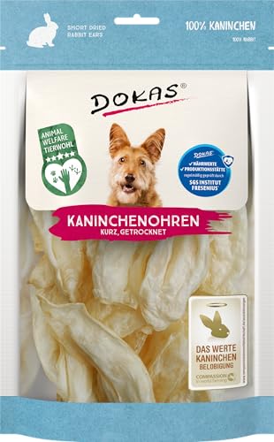 DOKAS Kaninchenohren – Getreidefreier Premium Snack aus 100% Kaninchen für Hunde von Dokas