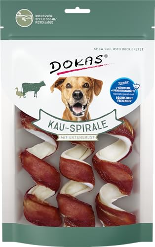 DOKAS Kau-Spirale mit Entenbrust – Getreidefreier Premium Snack für Hunde aus Rinderhaut und Ente – Ideal für zwischendurch – 1 x 110 g von Dokas