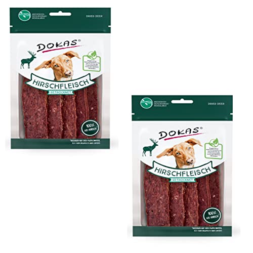 Dokas Dog Hirschfleisch getrocknet für Hunde - Doppelpack - 2 x 60g von Dokas