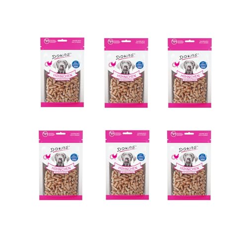 Dokas Dog Hühnchen mit Reis und Sesam | 6er Pack | 6 x 70 g | Ergänzungsfuttermittel für Hunde | Kombination aus Hühnchenfleisch mit Reis und Sesam | In kleinen Stückchen von Dokas