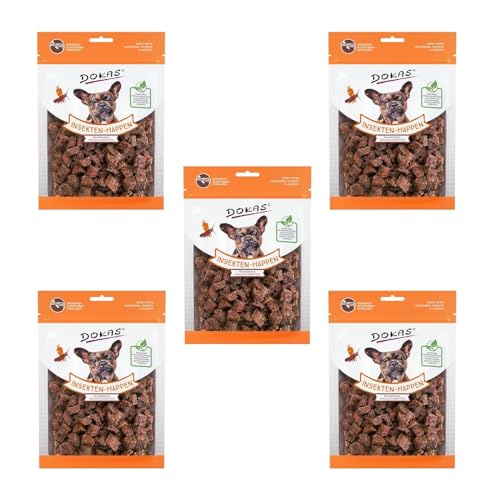 Dokas Dog Insekten-Happen mit Mehlwürmern, Grillen und Karotten | 5er Pack | 5 x 100 g | Hundesnack als Belohnung zwischen den üblichen Mahlzeiten | Aus alternativen Proteinquellen von Dokas