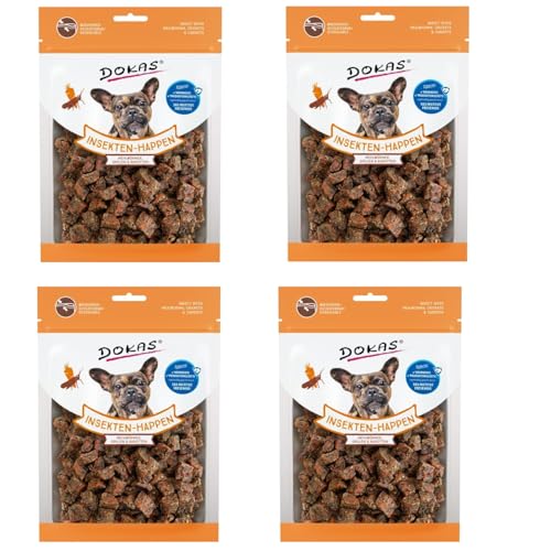 Dokas Dog Insekten-Happen mit Mehlwürmern, Grillen und Süßkartoffeln | 4er Pack | 4 x 100 g | Hundesnack als Belohnung zwischen den üblichen Mahlzeiten | Aus alternativen Proteinquellen von Dokas